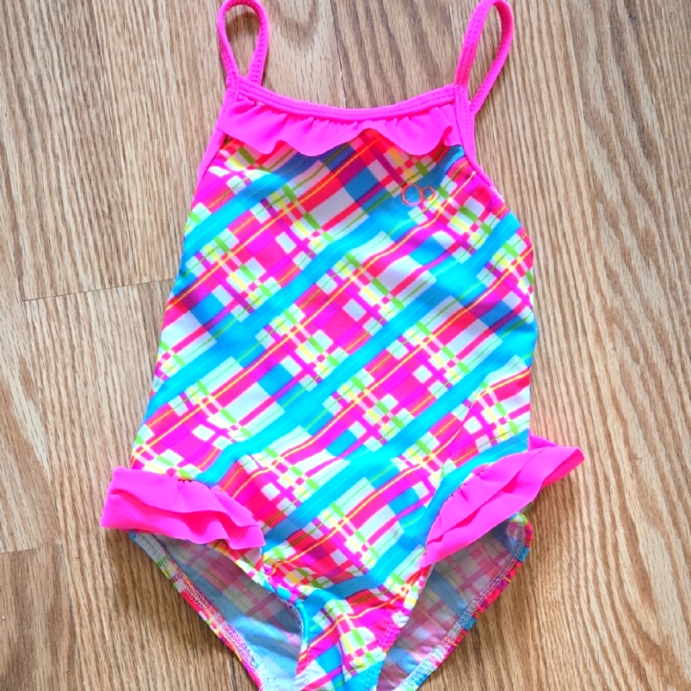 Pink/Blue Ruffled One Piece Swimsuit